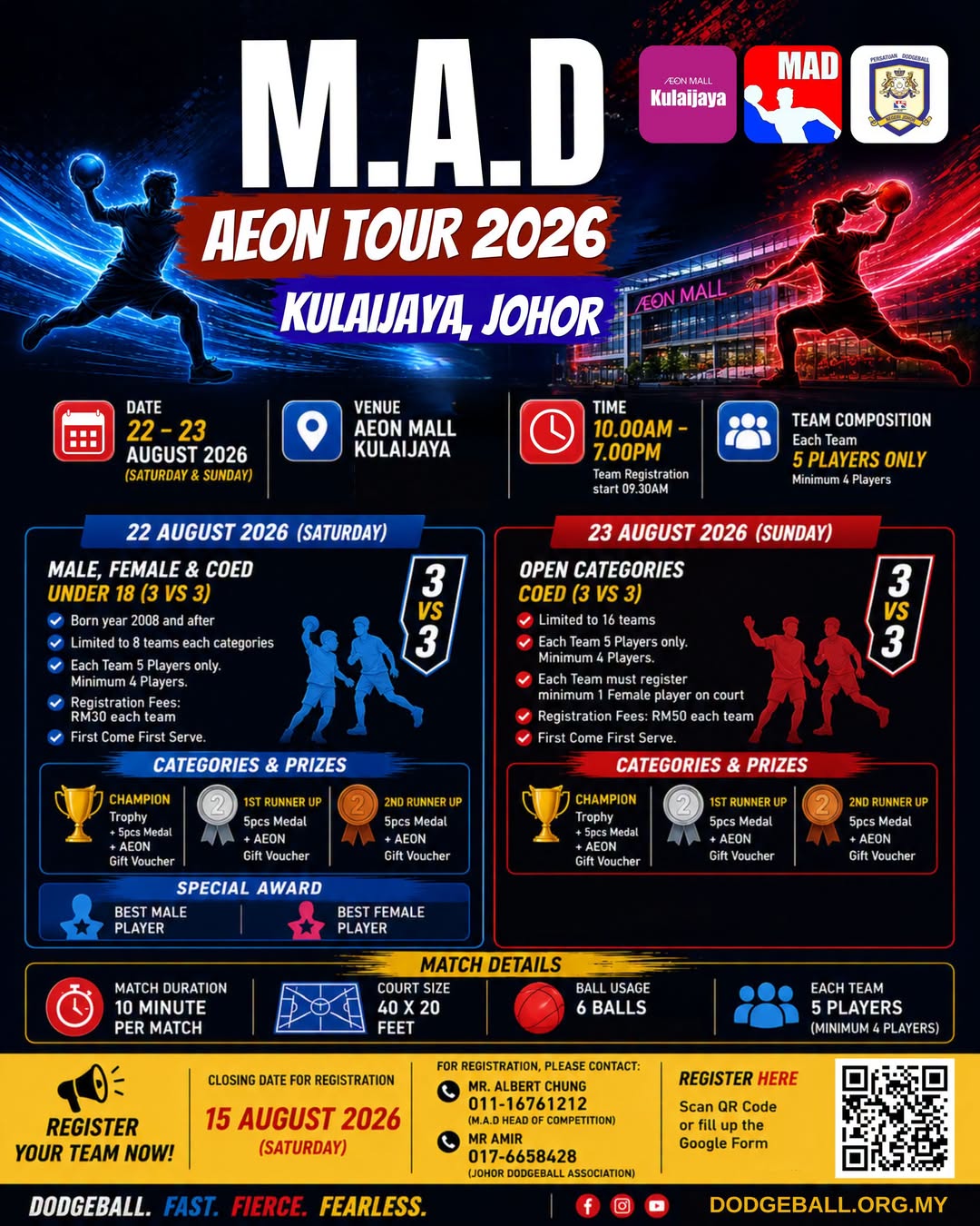 M.A.D. About Dodgeball AEON Tour 2026 at AEON Mall Kulaijaya, Johor, 22–23 August 2026