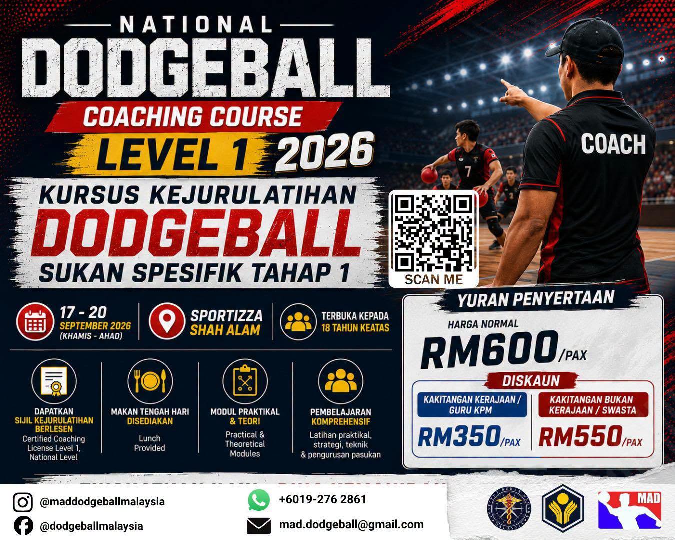 National Dodgeball Coaching Course Level 1 2026: Jom Sertai!